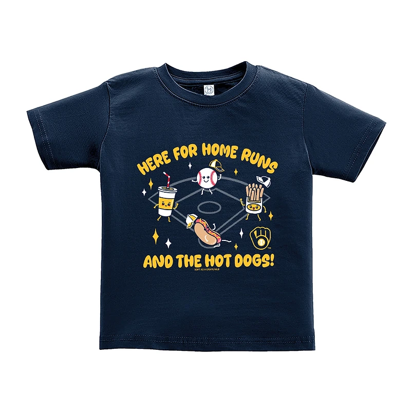 T-shirt pour tout-petit doux comme un raisin, bleu marine, Milwaukee Brewers Snack