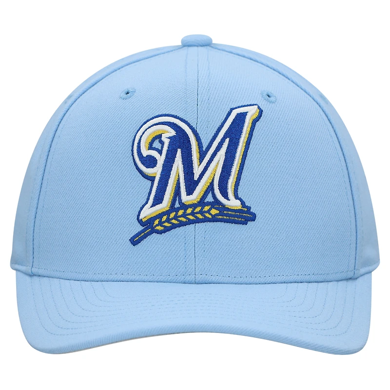 Casquette ajustable unisexe Mitchell & Ness bleu poudre Milwaukee Brewers Basic Coop Pro