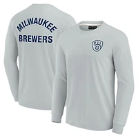 T-shirt unisexe Fanatics gris Milwaukee Brewers Elements super doux à manches longues