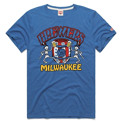 Unisex Homage Royal Milwaukee Brewers MLB x Grateful Dead Americana Tri-Blend T-Shirt
