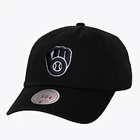 Casquette unisexe Mitchell & Ness Milwaukee Brewers 1904 à sangle ajustable, noire et blanche