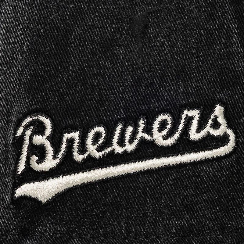 Casquette unisexe Mitchell & Ness crème/noir Milwaukee Brewers Snow Block Pro Crown ajustable