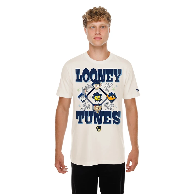 Unisex New Era Cream Milwaukee Brewers Looney Tunes T-Shirt