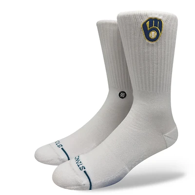 Chaussettes unisexes Stance Milwaukee Brewers en tricot blanc à crête