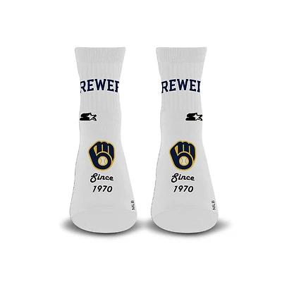 Unisex Starter White Milwaukee Brewers Established Stencil Quarter Socks