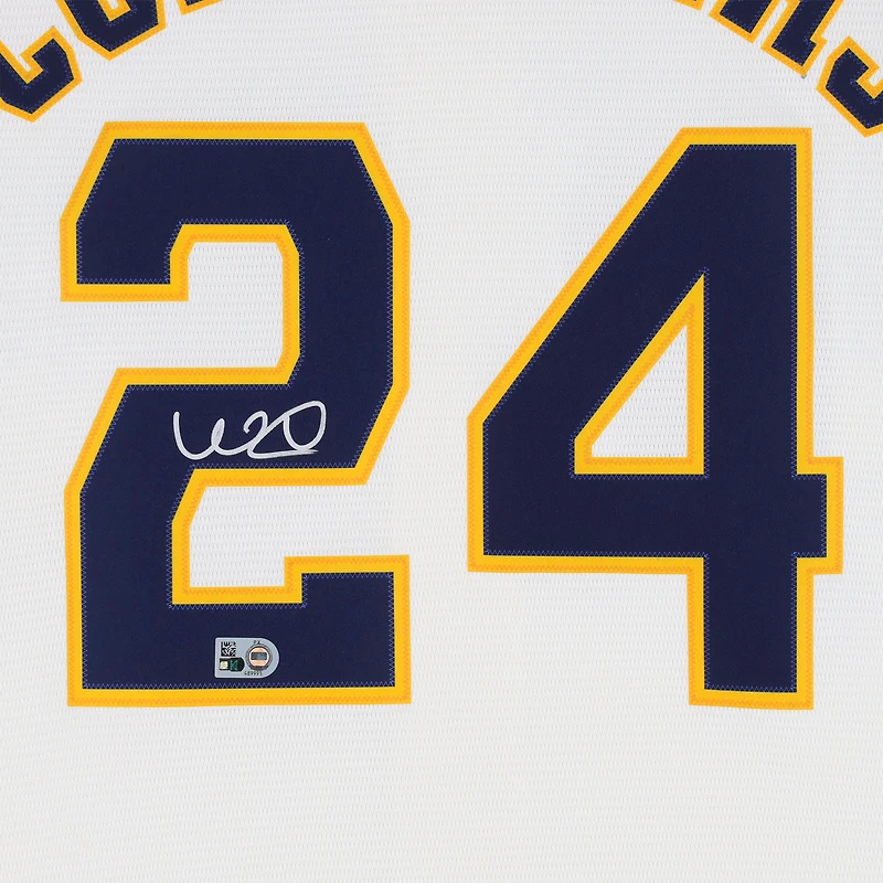 Maillot Nike crème autographié par William Contreras des Milwaukee Brewers