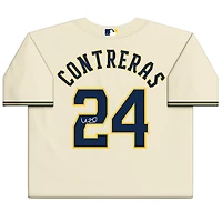 Maillot Nike crème autographié par William Contreras des Milwaukee Brewers