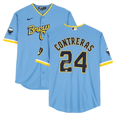 William Contreras Milwaukee Brewers Autographed Powder Blue Nike City Connect Replica Jersey 