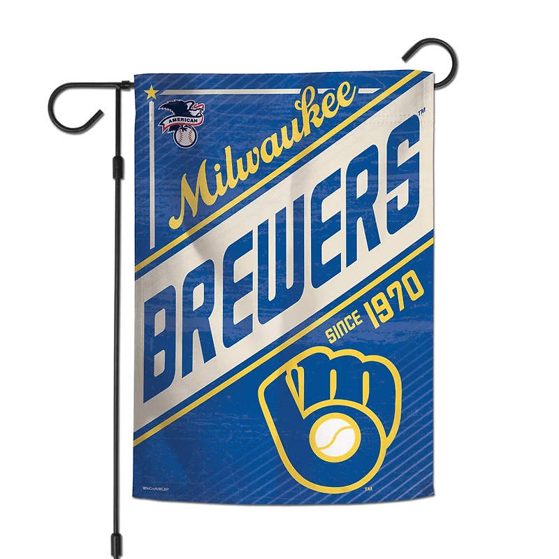 Drapeau de jardin double face WinCraft Milwaukee Brewers 12" x 18" Collection Cooperstown