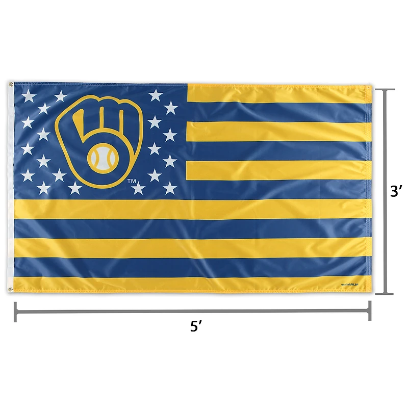 Drapeau WinCraft Milwaukee Brewers 3' x 5' Americana Stars & Stripes Deluxe