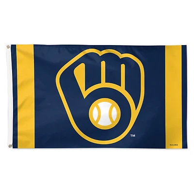 Drapeau de luxe à rayures verticales WinCraft Milwaukee Brewers 91 x 152 cm (3 pi x 5 pi) à une face