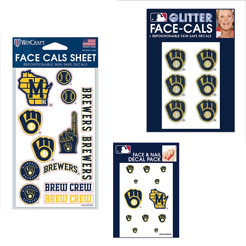 WinCraft Milwaukee Brewers 4" x 7" Waterless Tattoos Set