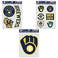 Lot de trois autocollants WinCraft pour fans des Milwaukee Brewers