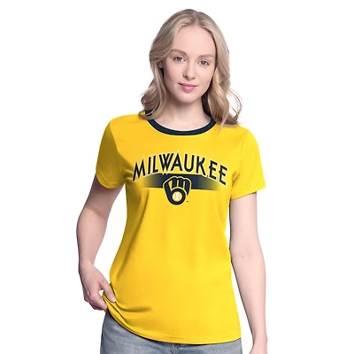 T-shirt G-III 4Her pour femme de Carl Banks Gold Milwaukee Brewers