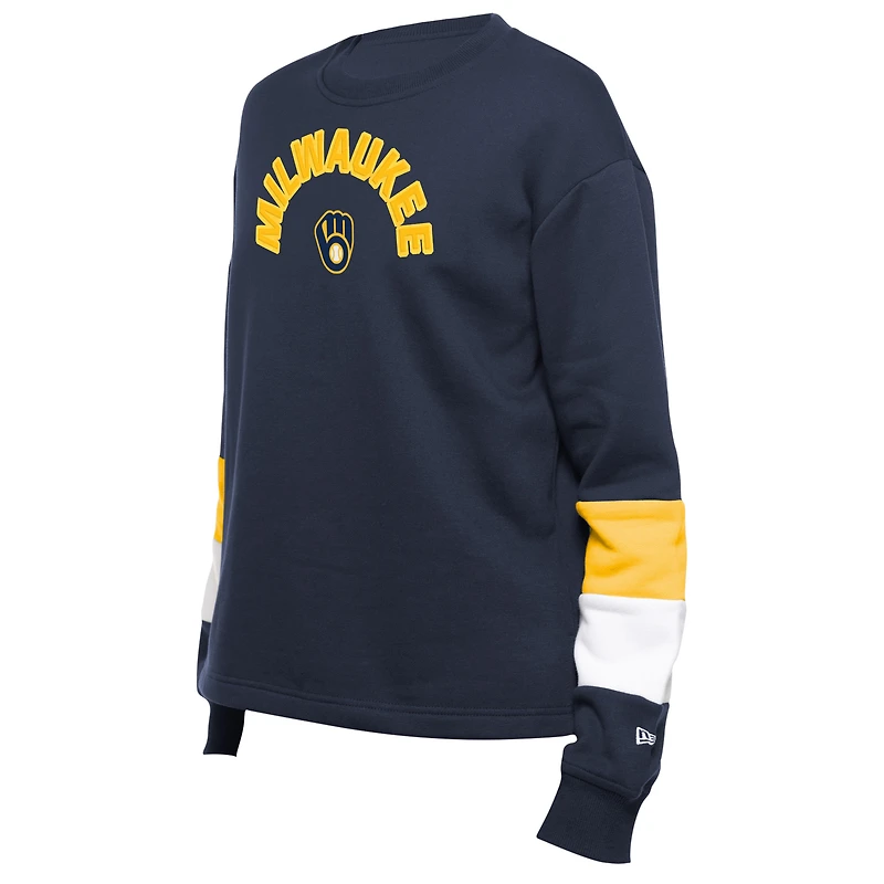 Sweat-shirt à enfiler bleu marine Milwaukee Brewers Game Day Color de New Era pour femme