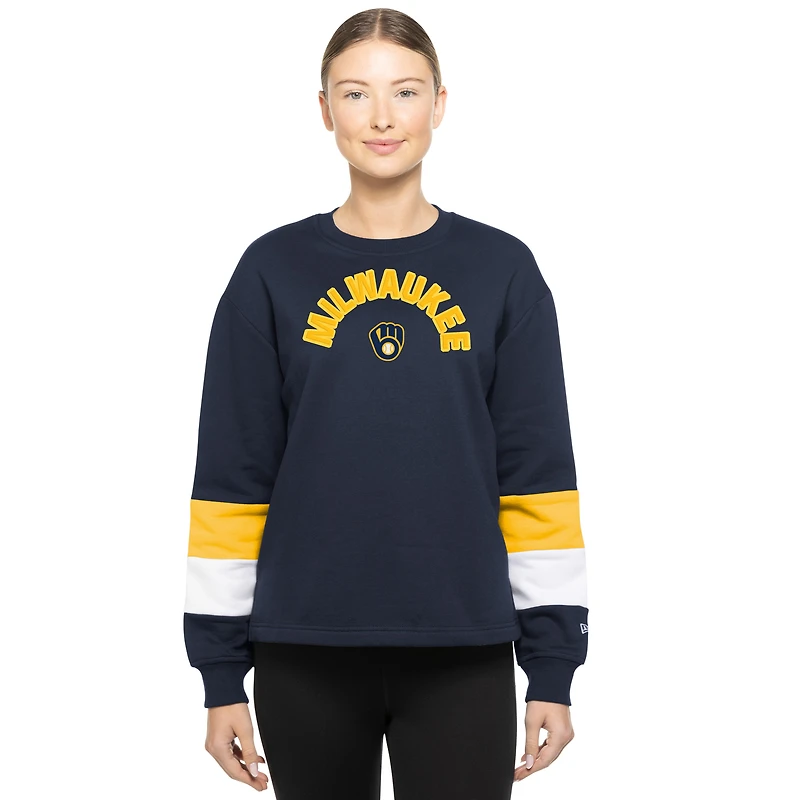 Sweat-shirt à enfiler bleu marine Milwaukee Brewers Game Day Color de New Era pour femme