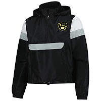 Veste à capuche anorak fermeture éclair quart de tour pour femme Profile Black Milwaukee Brewers
