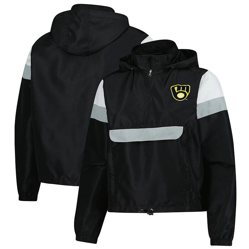Veste à capuche anorak fermeture éclair quart de tour pour femme Profile Black Milwaukee Brewers