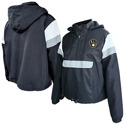 Veste à capuche anorak fermeture éclair quart de tour pour femme Profile Black Milwaukee Brewers