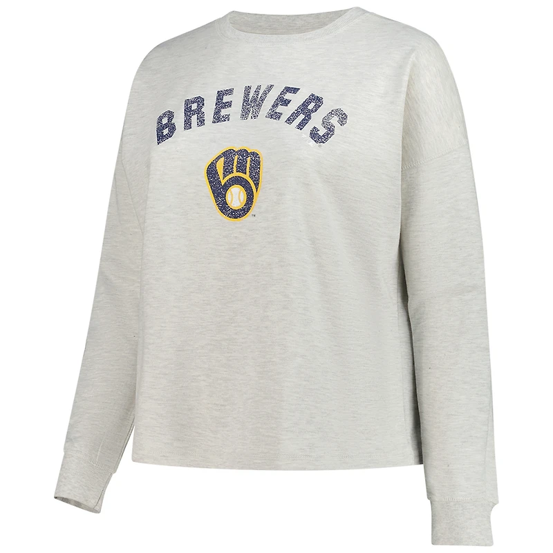 Sweat-shirt en molleton français Profile Heather Grey Milwaukee Brewers pour femme