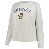 Sweat-shirt en molleton français Profile Heather Grey Milwaukee Brewers pour femme