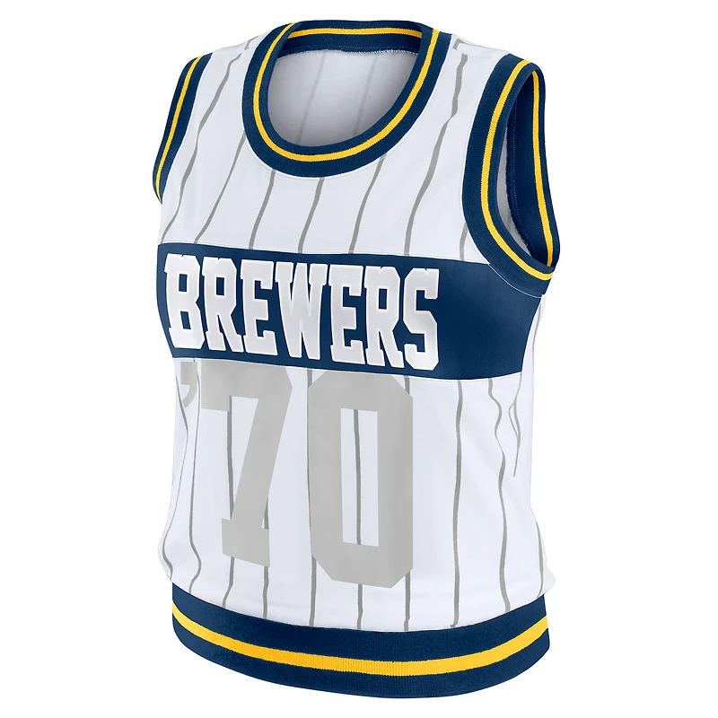 Women's WEAR by Erin Andrews  White Milwaukee Brewers Sporty Tank Top