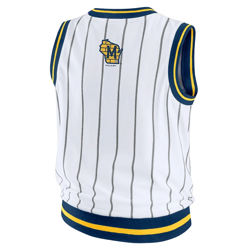 Women's WEAR by Erin Andrews  White Milwaukee Brewers Sporty Tank Top