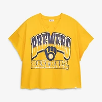 T-shirt oversize à col cranté Milwaukee Brewers '47 Gold pour femmes, grandes tailles