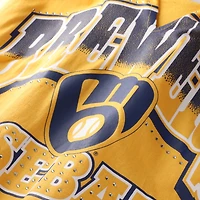 Women's '47  Gold Milwaukee Brewers Plus Win Big Oversized Notch-Neck T-Shirt