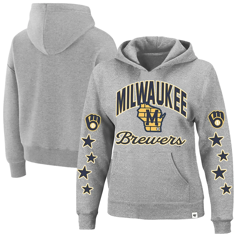 Sweat à capuche grande taille Milwaukee Brewers gris chiné '47 avec motif œil étoilé
