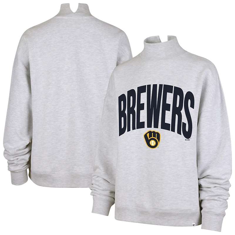 Women's '47 Heather Gray Milwaukee Brewers Subtle Muse Mock Neck Sweatshirt