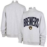 Women's '47  Heather Gray Milwaukee Brewers Subtle Muse Mock Neck Sweatshirt