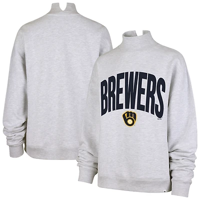 Sweat-shirt à col montant Subtle Muse pour femme, gris chiné, Milwaukee Brewers, modèle '47