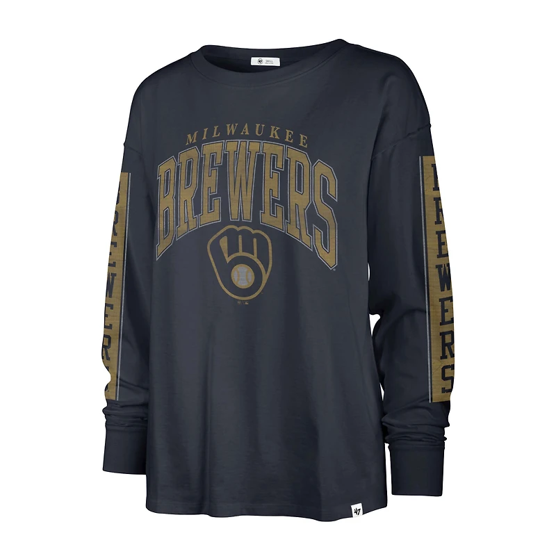 T-shirt à manches longues pour femme '47 Navy Milwaukee Brewers Statement