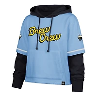 Women's '47  Powder Blue Milwaukee Brewers City Connect Shortstop Cropped Pullover Hoodie