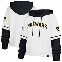 Sweat à capuche court blanc Milwaukee Brewers Trifecta Shortstop '47 pour femme