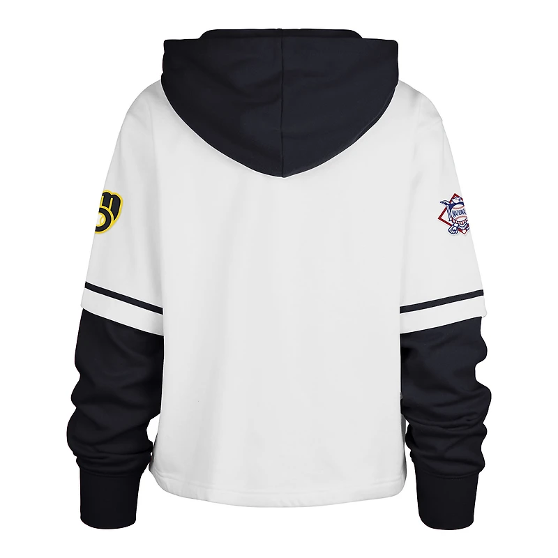 Sweat à capuche court blanc Milwaukee Brewers Trifecta Shortstop '47 pour femme