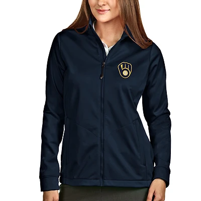 Women's Antigua Navy Milwaukee Brewers Full-Zip Golf Jacket