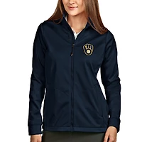 Women's Antigua Navy Milwaukee Brewers Full-Zip Golf Jacket