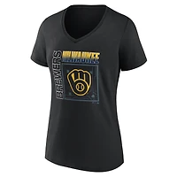 Women's Black Milwaukee Brewers Home Field Pop Personalized Name & Number V-Neck T-Shirt