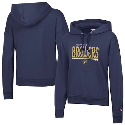 Women's Champion Athletic Navy Milwaukee Brewers Vintage Powerblend Hoodie