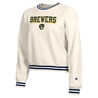 Sweat-shirt Champion crème pour femme, Milwaukee Brewers Reverse Weave