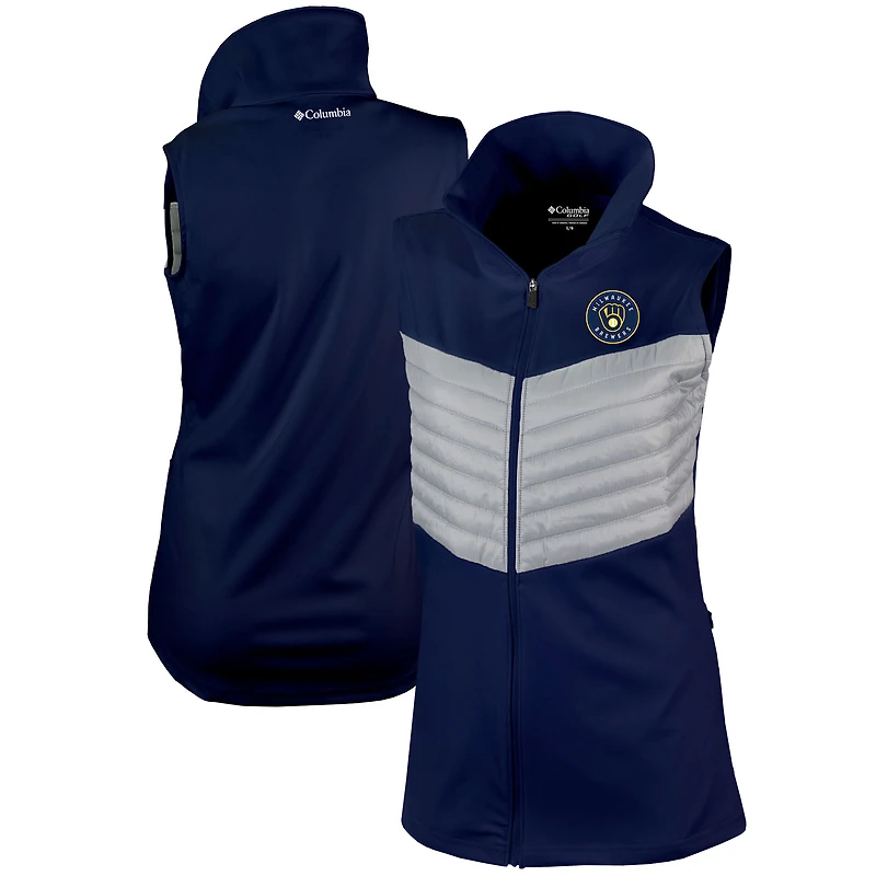 Gilet zippé intégral Columbia Navy Milwaukee Brewers Omni-Wick The Element pour femme