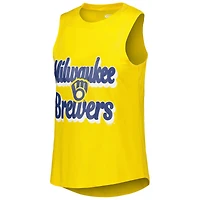 Concepts Sport pour femme Bleu marine/doré Milwaukee Brewers Wordmark Meter Muscle Débardeur et pantalon Ensemble de nuit