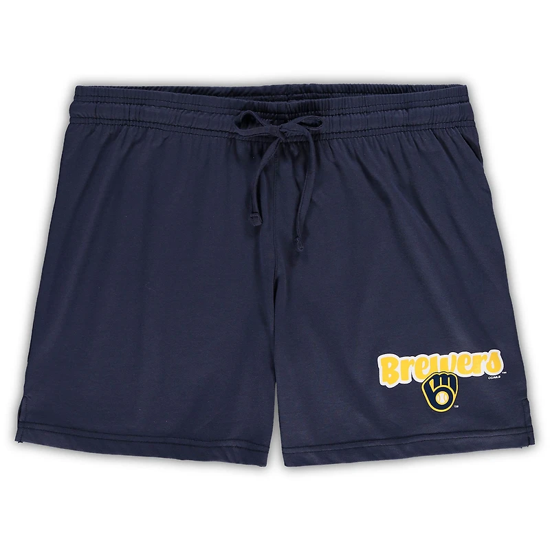 Women's Concepts Sport Navy Milwaukee Brewers Plus Cloud Tank Top & Shorts Sleep Set