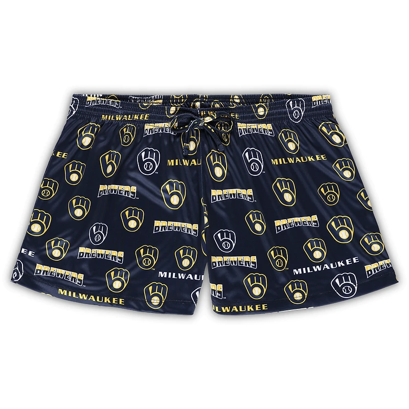 Women's Concepts Sport White/Navy Milwaukee Brewers Plus Tank Top & Shorts Sleep Set