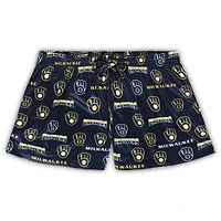 Women's Concepts Sport White/Navy Milwaukee Brewers Plus Tank Top & Shorts Sleep Set
