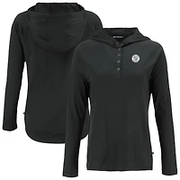 T-shirt à capuche et manches longues raglan écologique recyclé Coastline Epic Comfort pour femme, noir, des Milwaukee Brewers