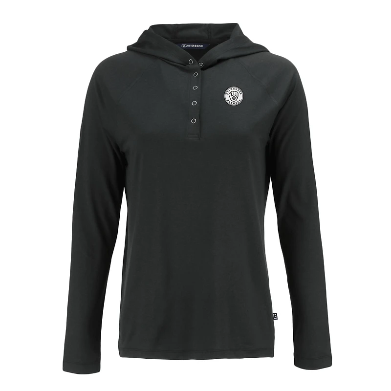 T-shirt à capuche et manches longues raglan écologique recyclé Coastline Epic Comfort pour femme, noir, des Milwaukee Brewers