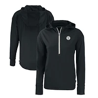 Sweat à capuche demi-zippé écologique recyclé Daybreak des Milwaukee Brewers pour femme, noir, Cutter & Buck